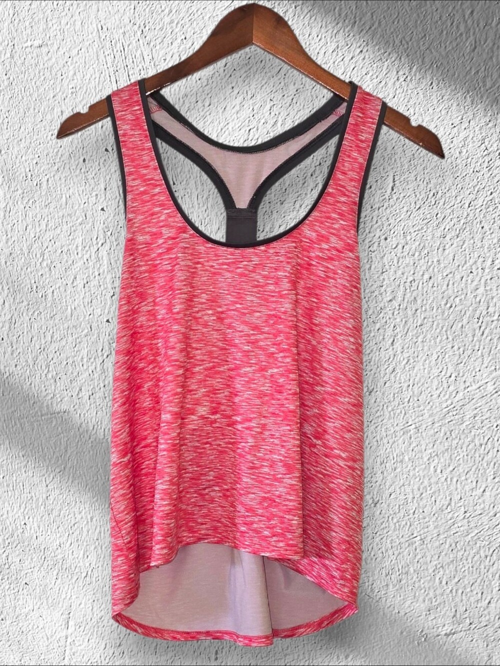 L - SO Authentic American Heritage Pink Space Dye Racerback Athletic Tank Top